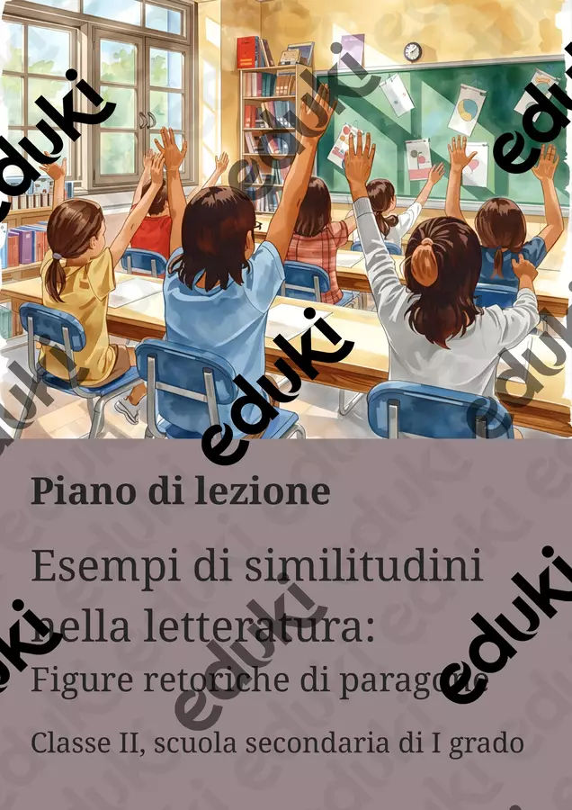 Esempi di similitudini nella letteratura Piani di lezione - Esempi di similitudini nella letteratura - Maestra di Italiano - Pagina di copertina