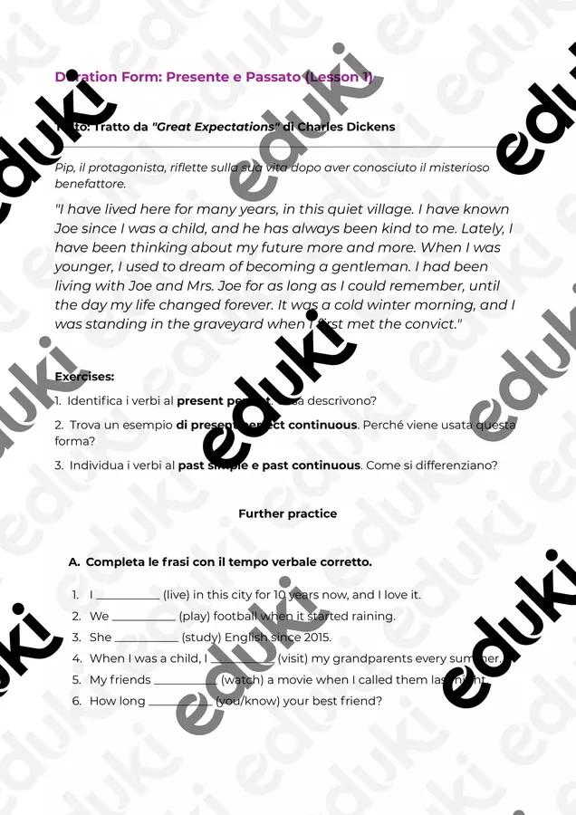 Duration Form - Grammar Lessons Set Esercizi - Duration Form - Grammar Lessons Set - ProfValy - Pagina di copertina