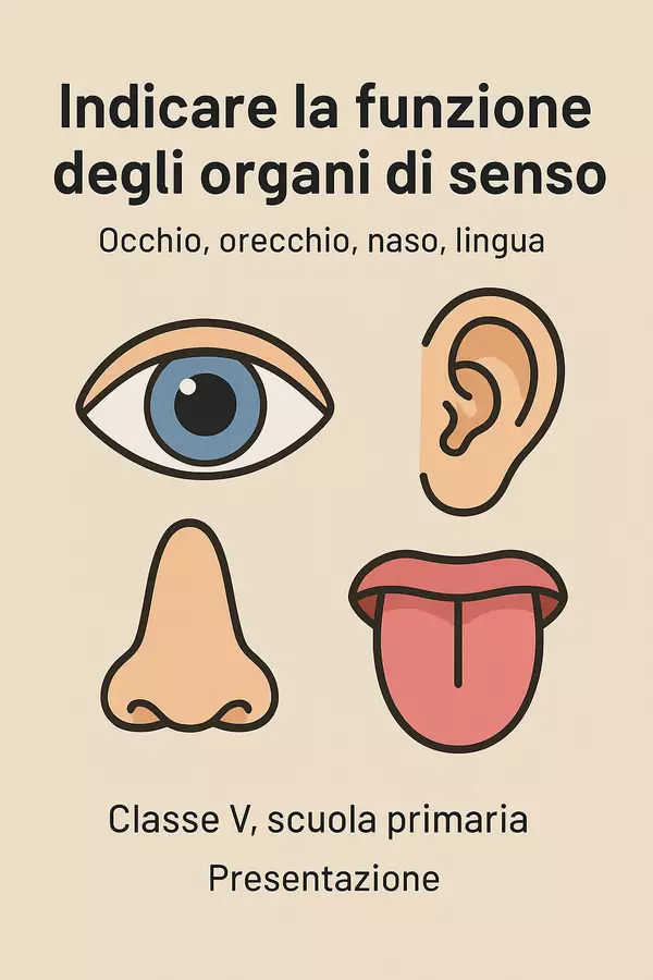 Indicare la funzione degli organi di senso - Occhio, orecchio, naso, lingua Presentazioni / Lavagne - Indicare la funzione degli organi di senso - Occhio, orecchio, naso, lingua - Scienza Magica - Pagina di copertina