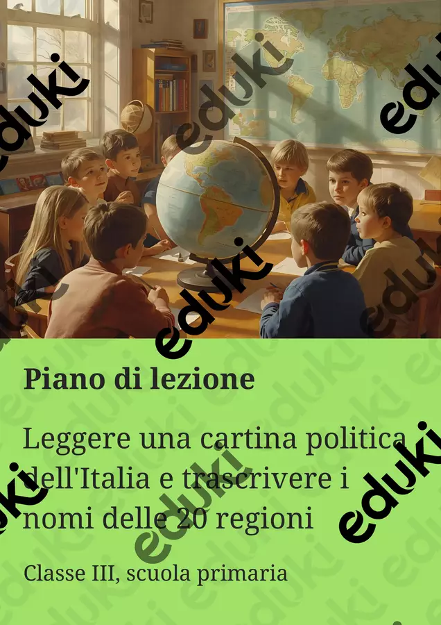 Leggere una cartina politica dell'Italia e trascrivere i nomi delle 20 regioni Piani di lezione - Leggere una cartina politica dell'Italia e trascrivere i nomi delle 20 regioni - Maestra Geo Giulia - Pagina di copertina