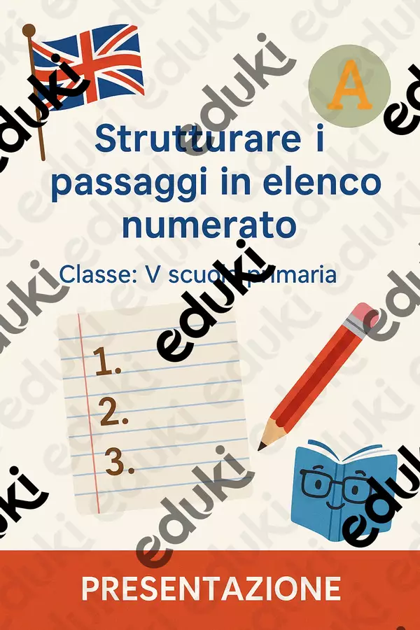 Strutturare i passaggi in elenco numerato Presentazioni / Lavagne - Strutturare i passaggi in elenco numerato - English Classroom 🇬🇧 - Pagina di copertina