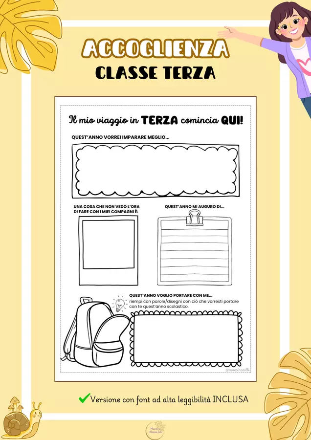 ACCOGLIENZA CLASSE TERZA Materiale di supporto/inclusione - ACCOGLIENZA CLASSE TERZA - Maestra Zilli - Pagina di copertina