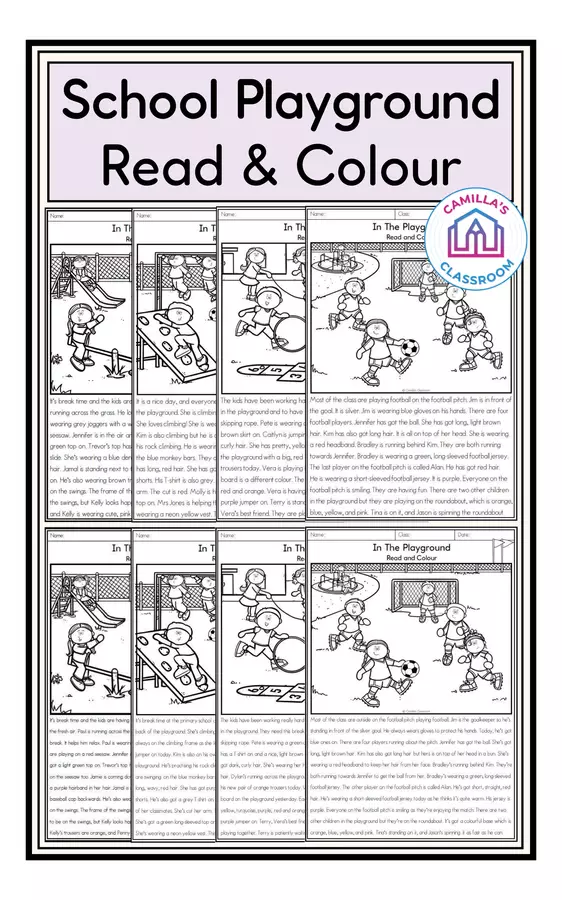 School Playground - Read & Colour Esercizi - School Playground - Read & Colour - Camilla's Classroom - Pagina di copertina