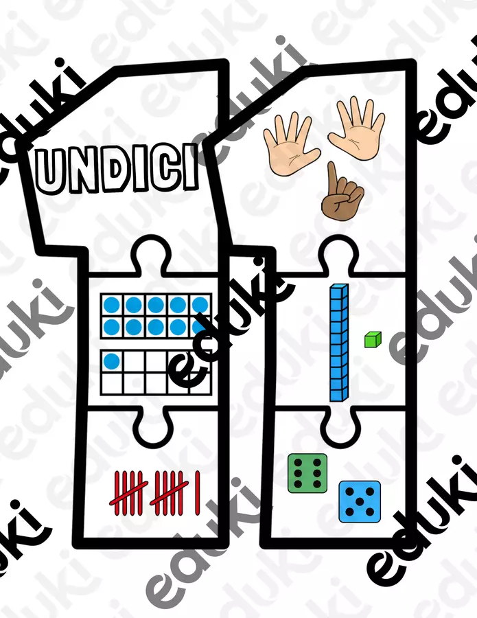 puzzle numeri da 11 a 20 Flashcard - puzzle numeri da 11 a 20 - Alessia Acc - Pagina di copertina