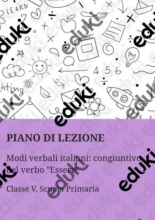 Modi verbali italiani: congiuntivo del verbo "Essere" Piani di lezione - Modi verbali italiani: congiuntivo del verbo "Essere" - Maestra di Italiano - Pagina di copertina