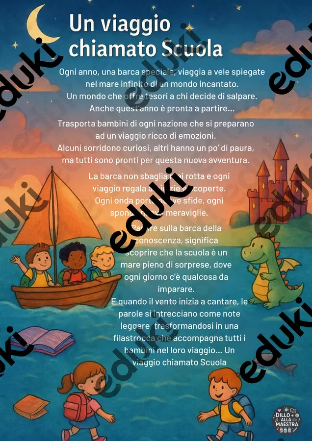 🏫 Progetto di Accoglienza “Un viaggio chiamato scuola" Piani di lezione - 🏫 Progetto di Accoglienza “Un viaggio chiamato scuola" - Dillo alla maestra - Pagina di copertina