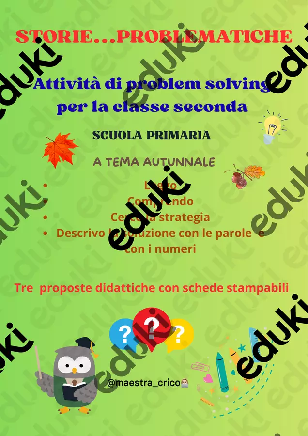 STORIE ...PROBLEMATICHE.Attività di problem solving Materiale di supporto/inclusione - STORIE ...PROBLEMATICHE.Attività di problem solving - @maestra_crico - Pagina di copertina
