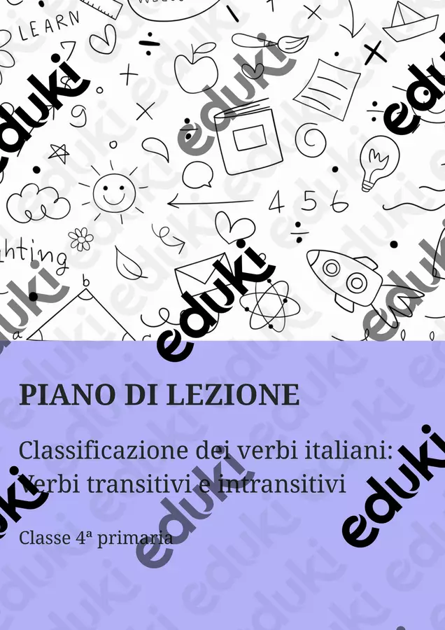 Classificazione dei verbi: verbi transitivi e intransitivi Piani di lezione - Classificazione dei verbi: verbi transitivi e intransitivi - Maestra di Italiano - Pagina di copertina