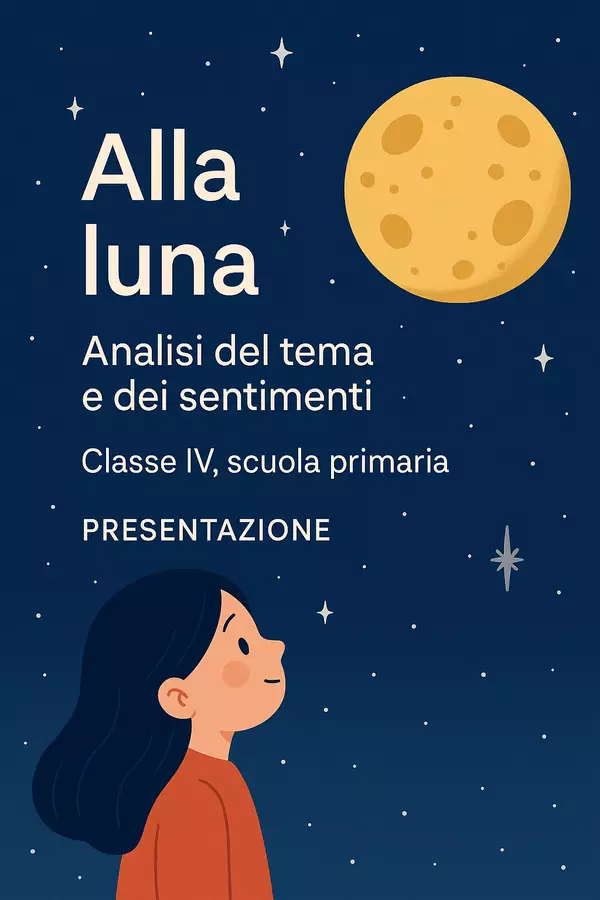 Alla luna: Analisi del tema e dei sentimenti Presentazioni / Lavagne - Alla luna: Analisi del tema e dei sentimenti - Maestra di Italiano - Pagina di copertina