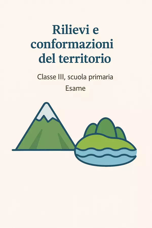 Rilievi e conformazioni del territorio Compiti in classe/Test - Rilievi e conformazioni del territorio - Maestra Geo Giulia - Pagina di copertina