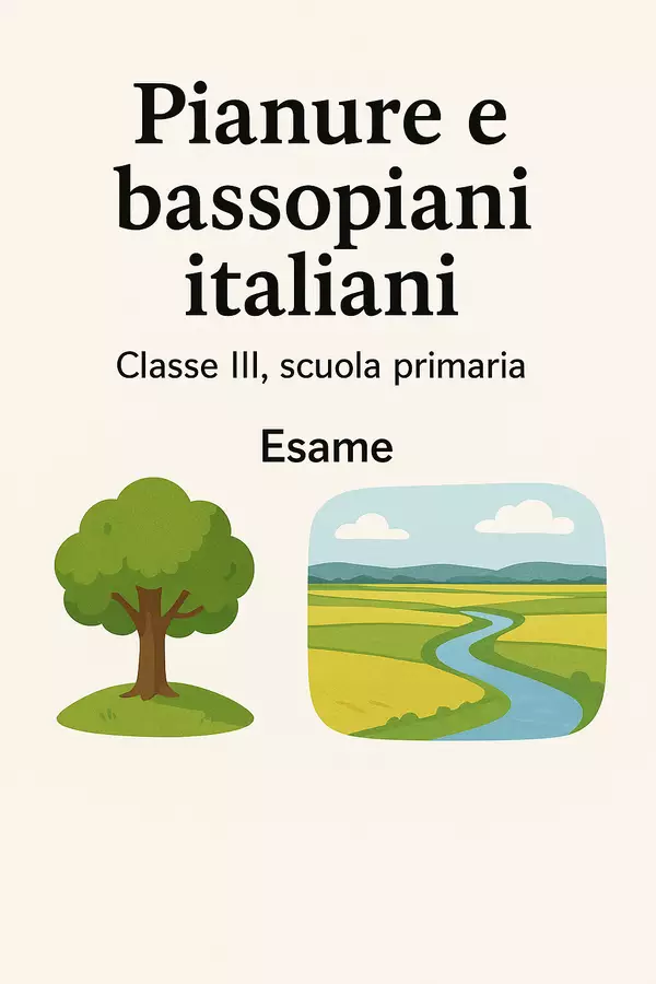 Pianure e bassopiani italiani Compiti in classe/Test - Pianure e bassopiani italiani - Maestra Geo Giulia - Pagina di copertina