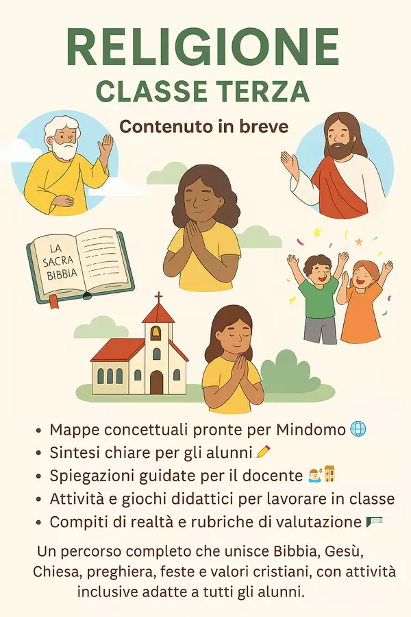 Religione 3 Primaria Lezioni, didattica, mappe concettuali Materiale di supporto/inclusione - Religione 3 Primaria Lezioni, didattica, mappe concettuali - CreaLectio 🔴🟡🔵 - Pagina di copertina