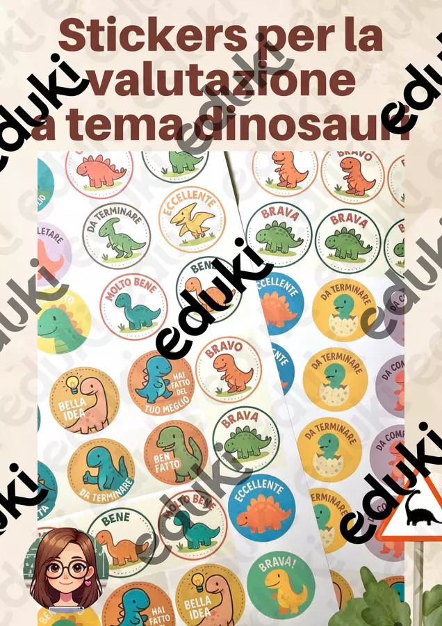 Stickers per la valutazione a tema Dinosauri Altro tipo di materiale - Stickers per la valutazione a tema Dinosauri - Maestra_Annalisa - Pagina di copertina