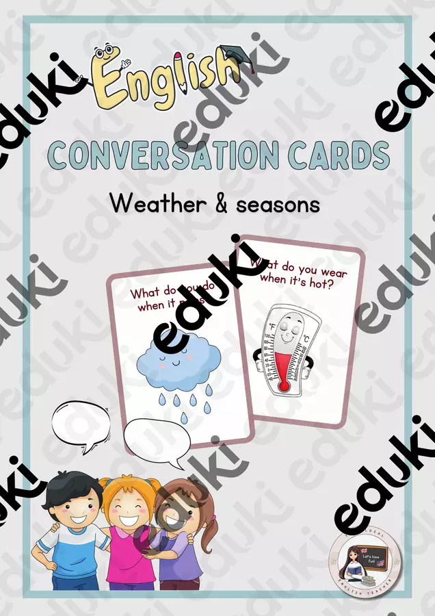 CONVERSATION CARDS - WEATHER & SEASONS | CARTE DI CONVERSAZIONE - TEMPO E STAGIONI Altro tipo di materiale - CONVERSATION CARDS - WEATHER & SEASONS | CARTE DI CONVERSAZIONE - TEMPO E STAGIONI - Your Local English Teacher - Pagina di copertina