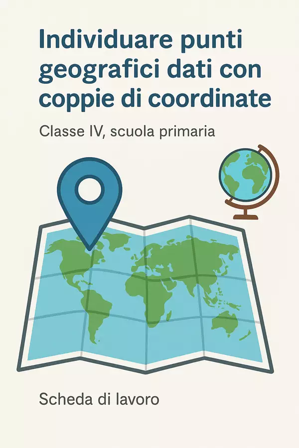 Individuare punti geografici dati con coppie di coordinate Esercizi - Individuare punti geografici dati con coppie di coordinate - Maestra Geo Giulia - Pagina di copertina