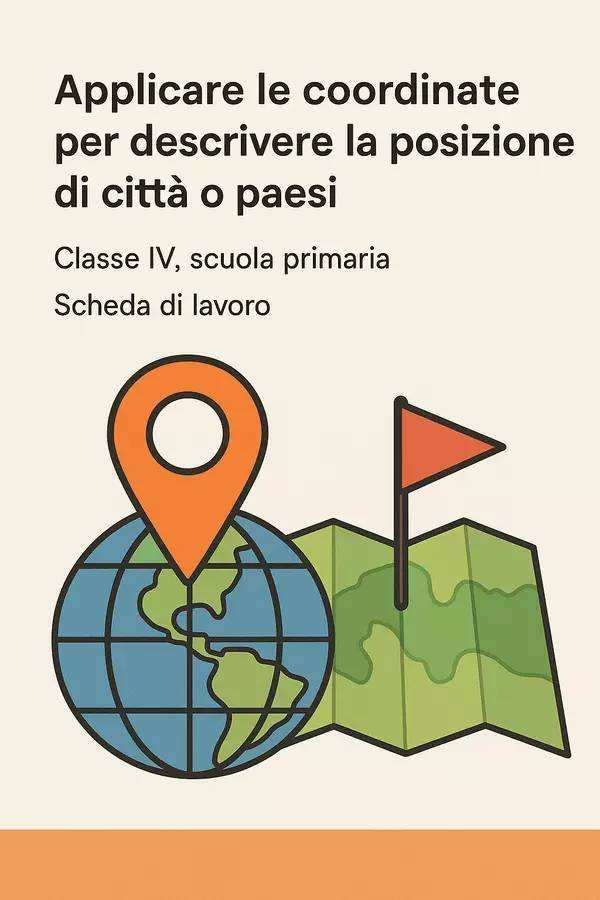 Applicare le coordinate per descrivere la posizione di città o paesi Esercizi - Applicare le coordinate per descrivere la posizione di città o paesi - Maestra Geo Giulia - Pagina di copertina