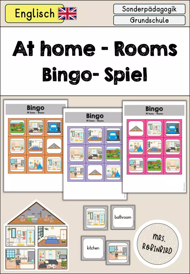 At home Rooms (Stanze, Camere) Gioco del bingo - Inglese Schede informative - At home Rooms (Stanze, Camere) Gioco del bingo - Inglese - Mrs.Robinbird - Pagina di copertina