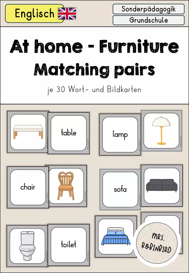 At home Furniture (Mobili) Gioco di memoria Coppie corrispondenti - Inglese Schede informative - At home Furniture (Mobili) Gioco di memoria Coppie corrispondenti - Inglese - Mrs.Robinbird - Pagina di copertina