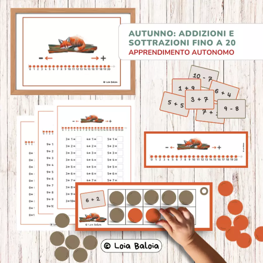 Autunno: Addizioni e Sottrazioni fino a 20. Esercizi - Autunno: Addizioni e Sottrazioni fino a 20. - Loia Baloia - Pagina di copertina