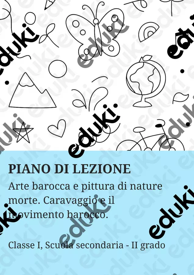 Arte barocca e pittura di nature morte: Caravaggio e il movimento barocco Piani di lezione - Arte barocca e pittura di nature morte: Caravaggio e il movimento barocco - Scuola a Colori - Pagina di copertina