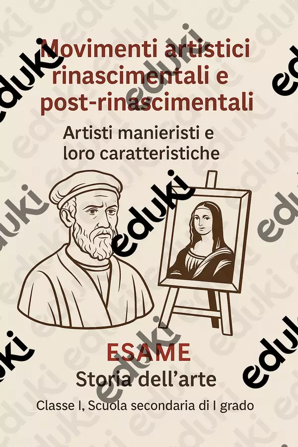 Artisti manieristi e loro caratteristiche Compiti in classe/Test - Artisti manieristi e loro caratteristiche - Scuola a Colori - Pagina di copertina