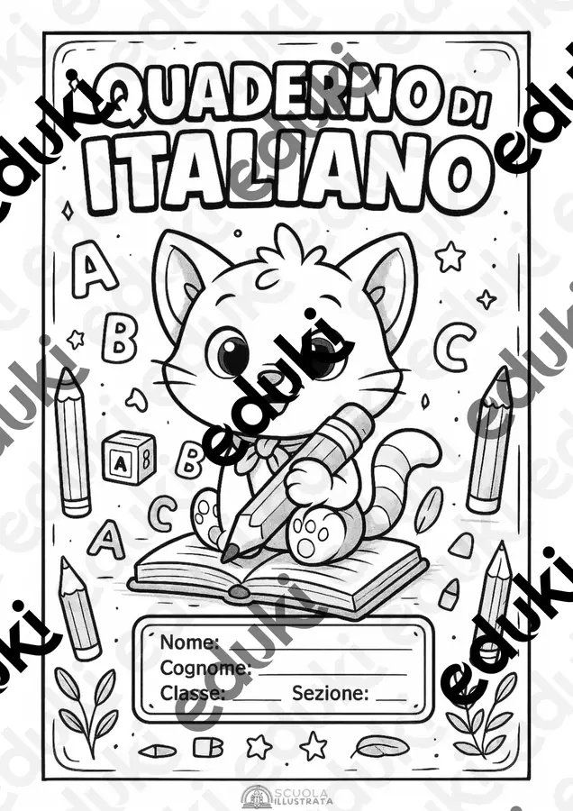 Copertine per quaderni di italiano per tutte le classi Materiale per pittura e bricolage - Copertine per quaderni di italiano per tutte le classi - Scuola Illustrata - Pagina di copertina