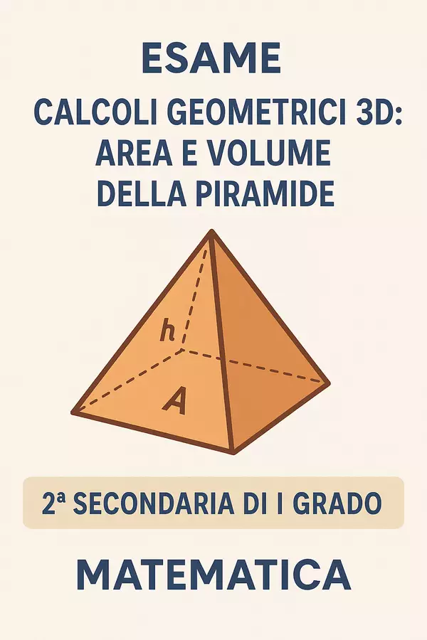 Esame di Geometria: area e volume della piramide Compiti in classe/Test - Esame di Geometria: area e volume della piramide - Matematica Insieme - Pagina di copertina