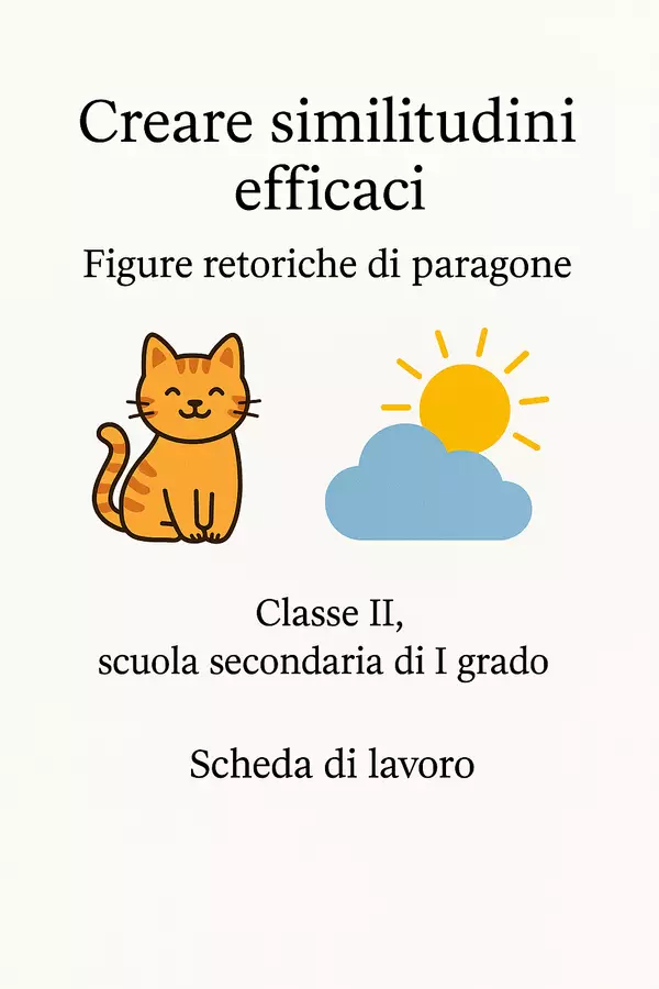 Creare similitudini efficaci: Figure retoriche di paragone Esercizi - Creare similitudini efficaci: Figure retoriche di paragone - Maestra di Italiano - Pagina di copertina