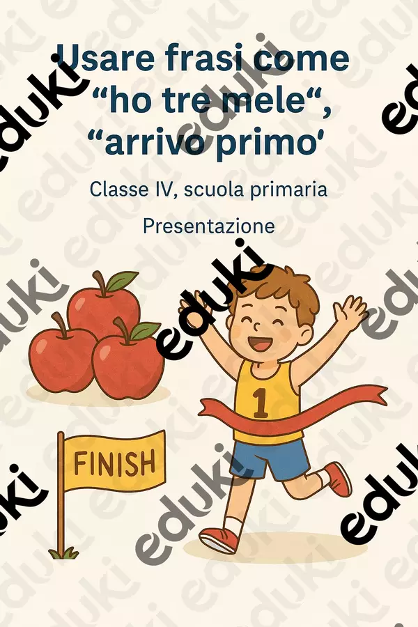 Usare frasi come "ho tre mele", "arrivo primo" Presentazioni / Lavagne - Usare frasi come "ho tre mele", "arrivo primo" - Maestra di Italiano - Pagina di copertina