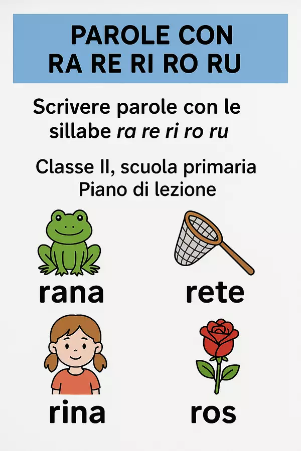 Sillabe ra re ri ro ru: creiamo parole Piani di lezione - Sillabe ra re ri ro ru: creiamo parole - Maestra di Italiano - Pagina di copertina