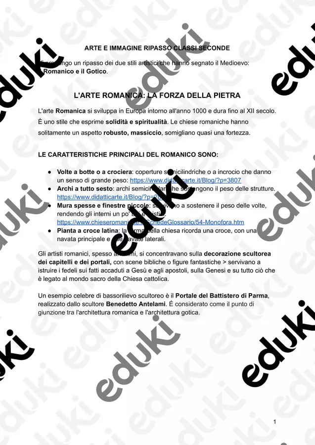 Il romanico e il Gotico - seconda media Materiale di supporto/inclusione - Il romanico e il Gotico - seconda media - Arte&Sostegno - Pagina di copertina