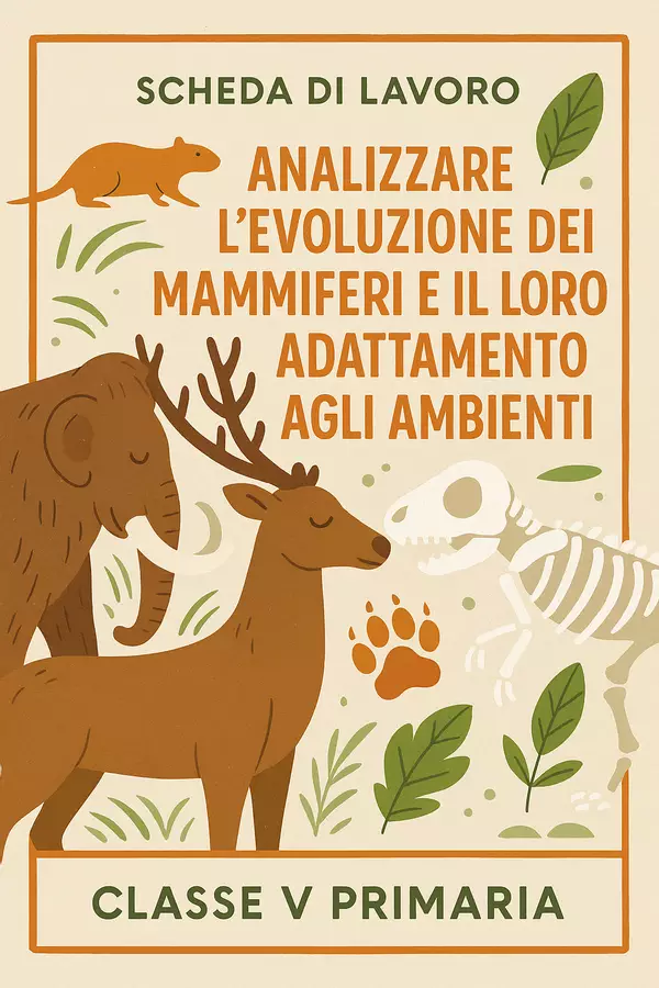 Analizzare l'evoluzione dei mammiferi e il loro adattamento agli ambienti Esercizi - Analizzare l'evoluzione dei mammiferi e il loro adattamento agli ambienti - Maestra Geo Giulia - Pagina di copertina