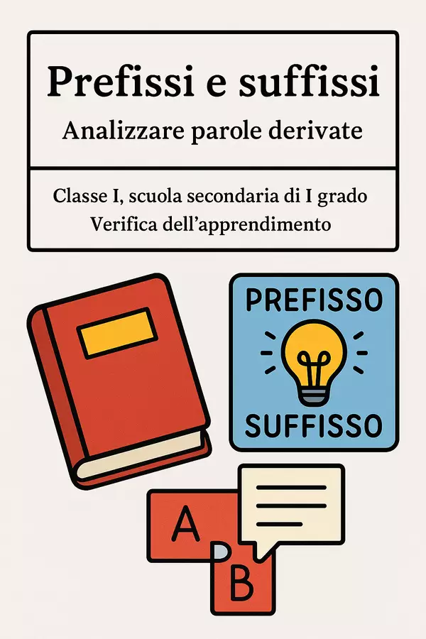 Prefissi e suffissi: analizzare parole derivate Compiti in classe/Test - Prefissi e suffissi: analizzare parole derivate - Maestra di Italiano - Pagina di copertina