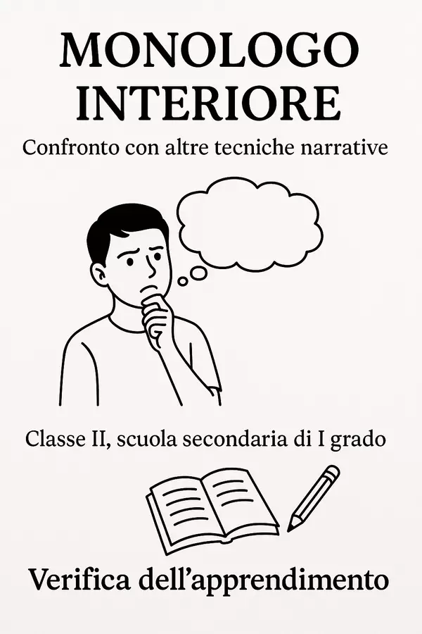 Monologo interiore vs altre tecniche narrative Compiti in classe/Test - Monologo interiore vs altre tecniche narrative - Maestra di Italiano - Pagina di copertina