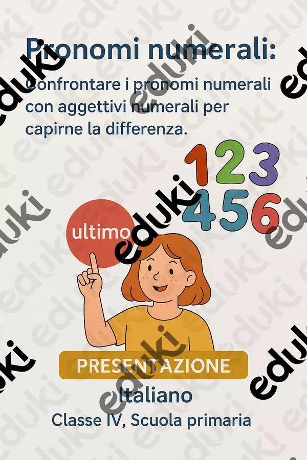 Confrontare i pronomi numerali con aggettivi numerali per capirne la differenza. Presentazioni / Lavagne - Confrontare i pronomi numerali con aggettivi numerali per capirne la differenza. - Maestra di Italiano - Pagina di copertina