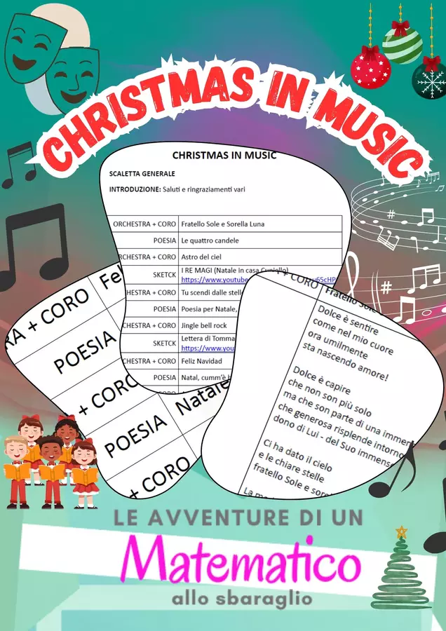 SPETTACOLO DI NATALE: CHRISTMAS IN MUSIC Materiale di supporto/inclusione - SPETTACOLO DI NATALE: CHRISTMAS IN MUSIC - Le Avventure di un Matematico allo Sbaraglio - Pagina di copertina