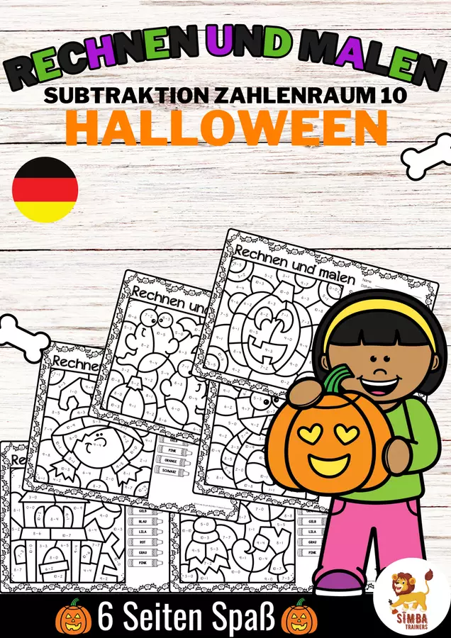 Rechen-Mal-Blätter - Subtraktion ZR 10 (Halloween) Sottrazione Matematica Tedesco Esercizi - Rechen-Mal-Blätter - Subtraktion ZR 10 (Halloween) Sottrazione Matematica Tedesco - SIMBA Trainers Education - Pagina di copertina