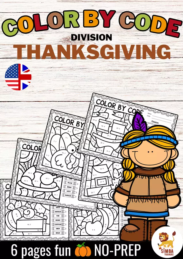Color by code - Division (Thanksgiving) | Divisione Matematica Inglese Esercizi - Color by code - Division (Thanksgiving) | Divisione Matematica Inglese - SIMBA Trainers Education - Pagina di copertina