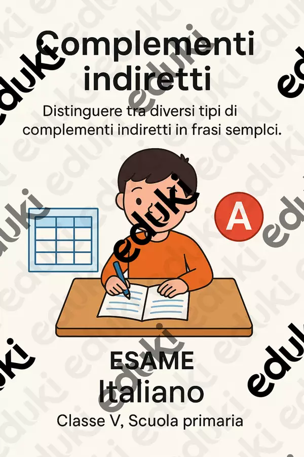 Distinguere tra diversi tipi di complementi indiretti in frasi semplici. Compiti in classe/Test - Distinguere tra diversi tipi di complementi indiretti in frasi semplici. - Maestra di Italiano - Pagina di copertina