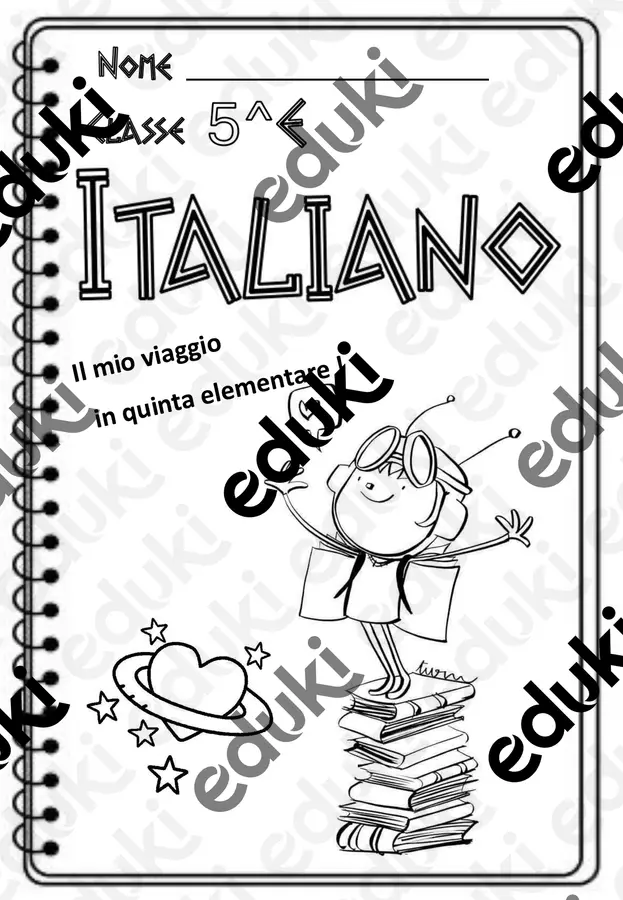 Copertine ITALIANO (3) classe Quinta Esercizi - Copertine ITALIANO (3) classe Quinta - Maestra Tizla Mardi - Pagina di copertina
