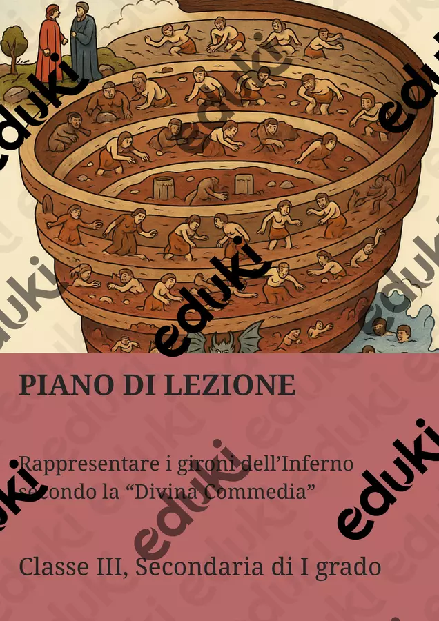 Rappresentare i gironi dell’Inferno secondo la “Divina Commedia” Piani di lezione - Rappresentare i gironi dell’Inferno secondo la “Divina Commedia” - Maestra di Italiano - Pagina di copertina