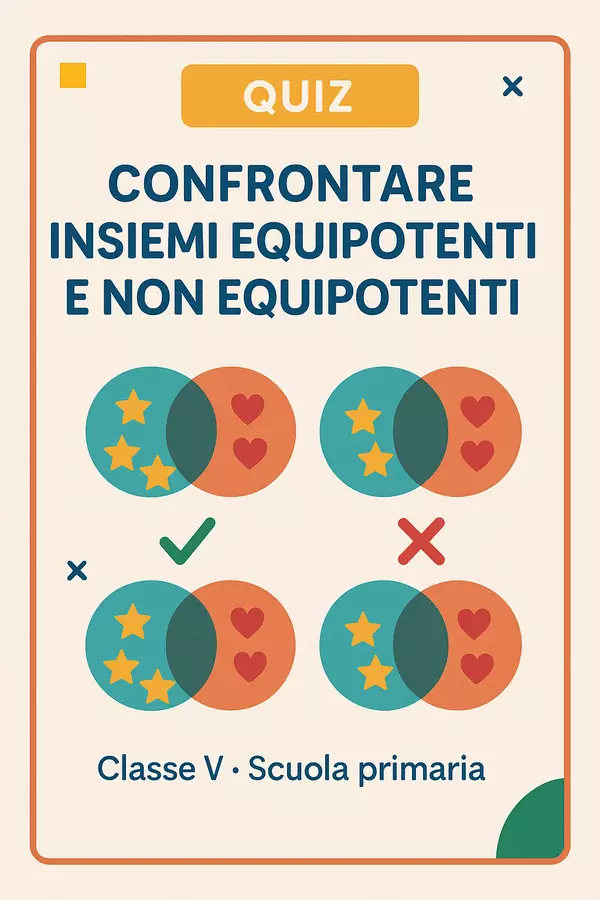 Quiz: Confrontare insiemi equipotenti e non equipotenti Quiz - Quiz: Confrontare insiemi equipotenti e non equipotenti - Matematica Insieme - Pagina di copertina