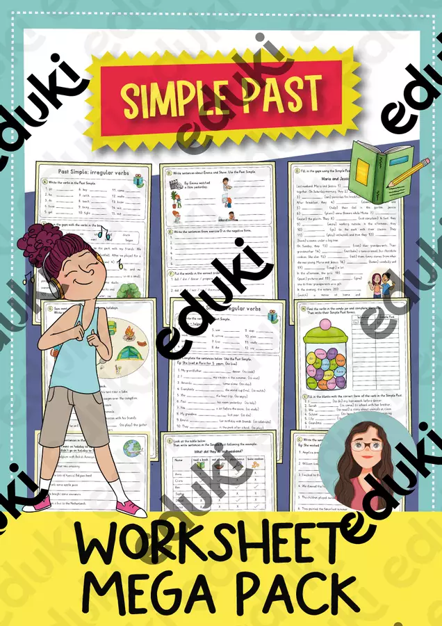 Simple Past – Mega Pacchetto di Schede Didattiche (15+ pagine) – Inglese Esercizi - Simple Past – Mega Pacchetto di Schede Didattiche (15+ pagine) – Inglese - Brighter Day Classroom - Pagina di copertina
