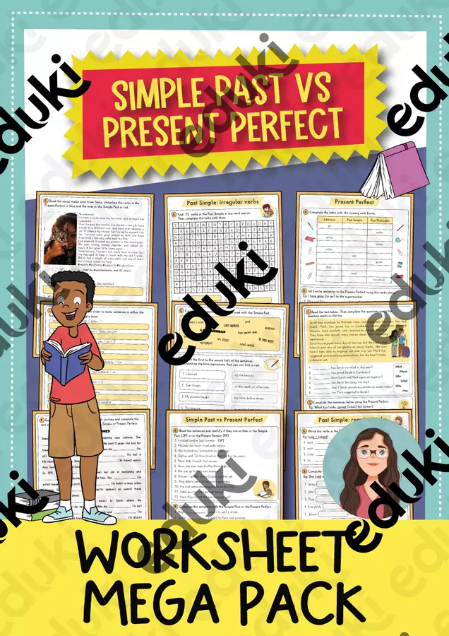 Simple Past vs Present Perfect – Mega Pacchetto di Schede Didattiche (28 pagine) – Inglese Esercizi - Simple Past vs Present Perfect – Mega Pacchetto di Schede Didattiche (28 pagine) – Inglese - Brighter Day Classroom - Pagina di copertina
