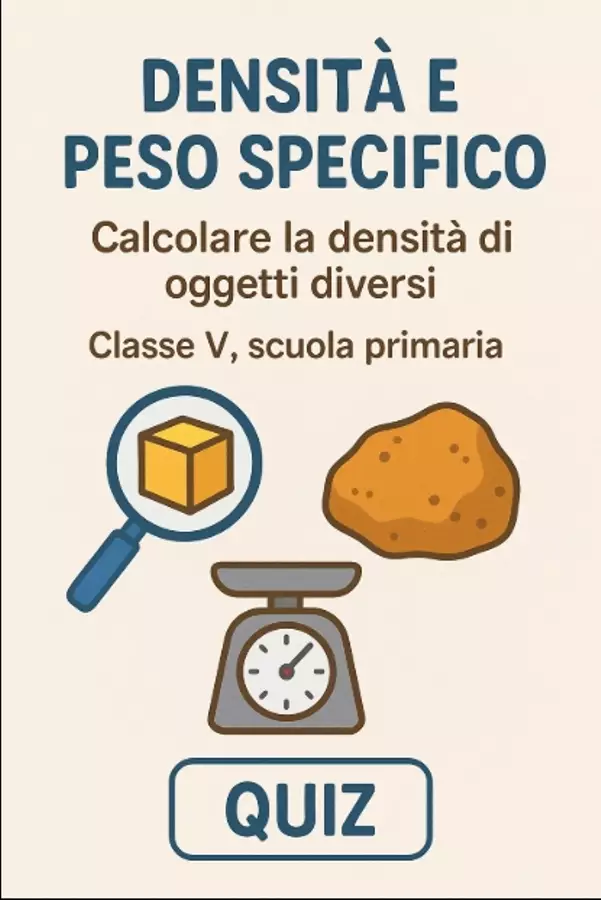 Calcoliamo la densità e il peso specifico Quiz - Calcoliamo la densità e il peso specifico - Scienza Magica - Pagina di copertina