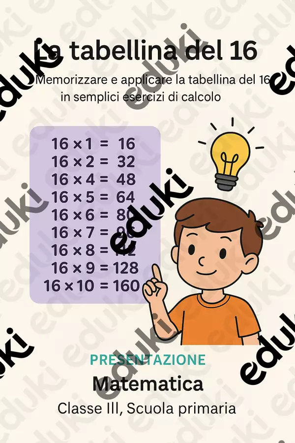 Memorizzare e applicare la tabellina del 16 in semplici esercizi di calcolo. Presentazioni / Lavagne - Memorizzare e applicare la tabellina del 16 in semplici esercizi di calcolo. - Matematica Insieme - Pagina di copertina