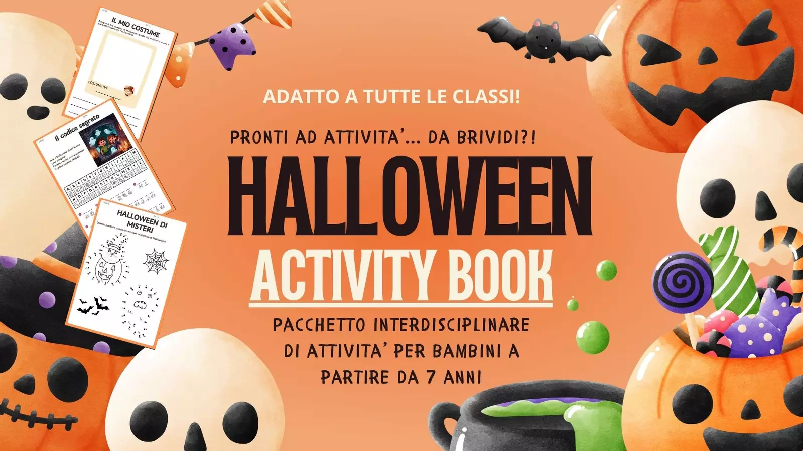 Halloween activity book: pacchetto interdisciplinare Esercizi - Halloween activity book: pacchetto interdisciplinare - Imparare passo a passo - Pagina di copertina