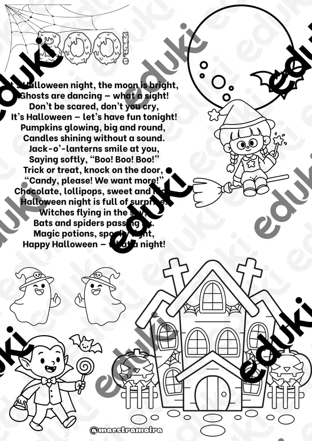 BOO It's Halloween night! FILASTROCCA E DISEGNI Materiale di supporto/inclusione - BOO It's Halloween night! FILASTROCCA E DISEGNI - Maestra Moira - Pagina di copertina
