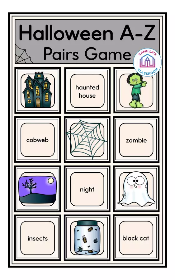 Halloween A-Z - Pairs Game Giochi - Halloween A-Z - Pairs Game - Camilla's Classroom - Pagina di copertina