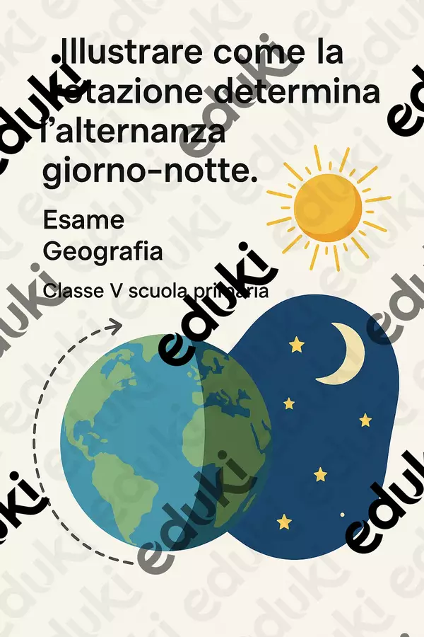 Illustrare come la rotazione determina l’alternanza giorno–notte Compiti in classe/Test - Illustrare come la rotazione determina l’alternanza giorno–notte - Maestra Geo Giulia - Pagina di copertina